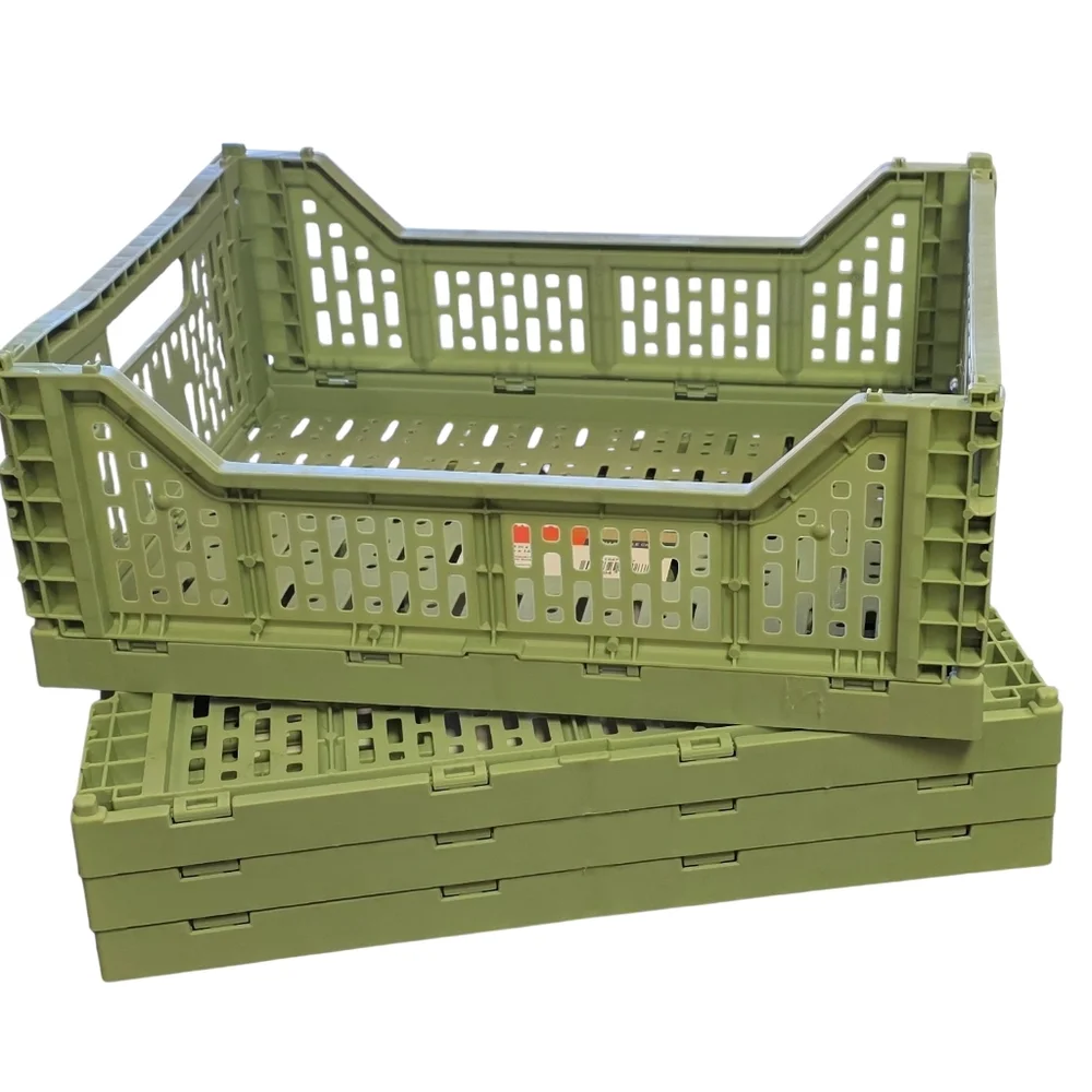 4 Pack Foldable Olive Green Storage Bin